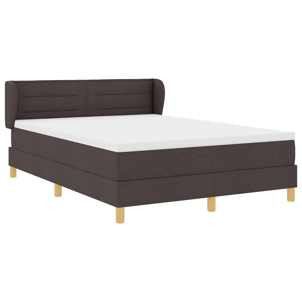 vidaXL Łóżko sprężynowe z materacem Ciemny brąz 160 x 200 cm tkanina
