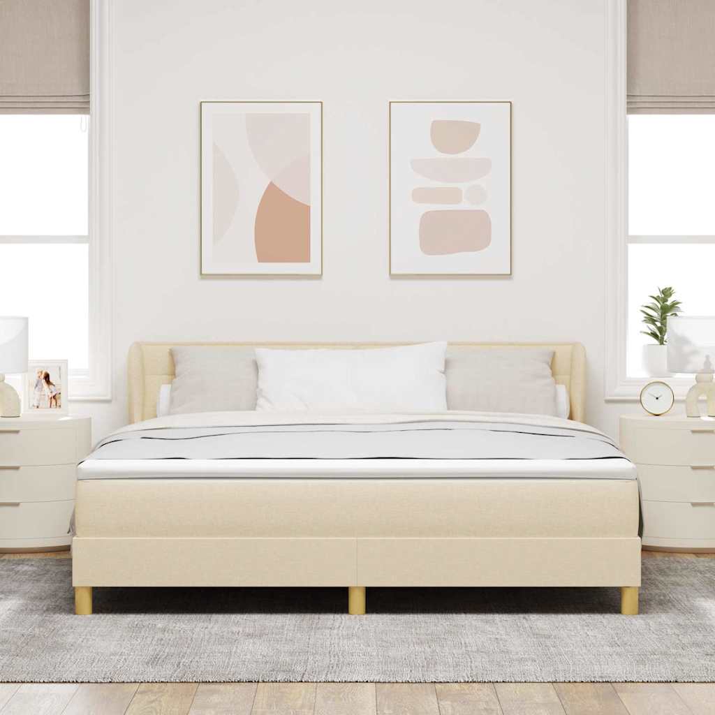 vidaXL Łóżko sprężynowe z materacem Kremowy 180 x 200 cm tkanina