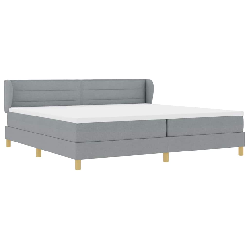 vidaXL Łóżko sprężynowe z materacem Jasnoszary 200 x 200 cm tkanina