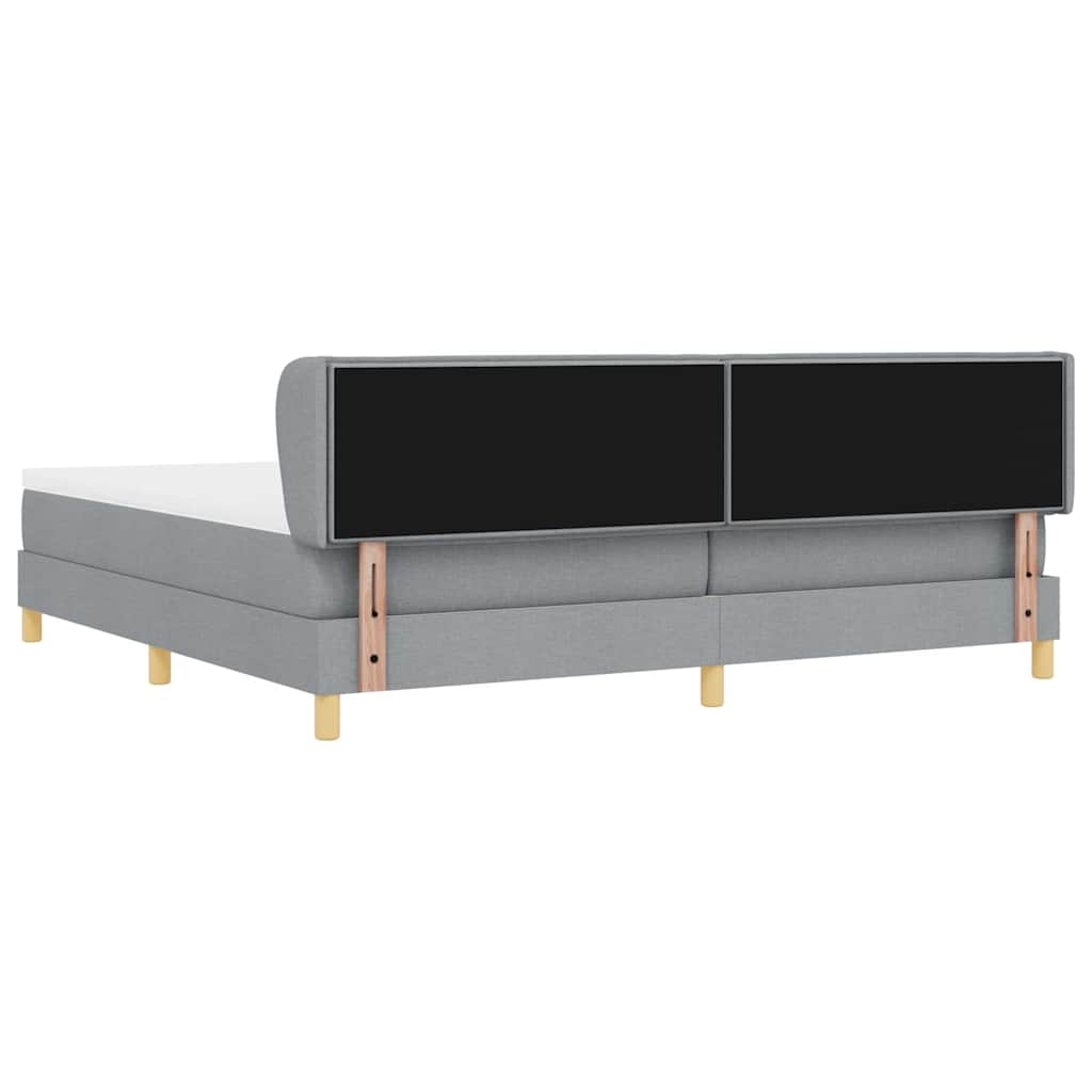 vidaXL Łóżko sprężynowe z materacem Jasnoszary 200 x 200 cm tkanina