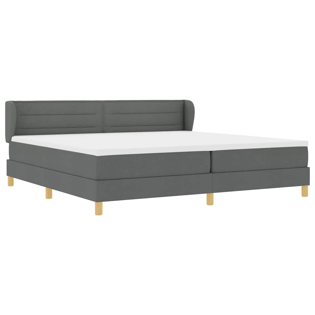 vidaXL Łóżko sprężynowe z materacem ciemno szary 200 x 200 cm tkanina