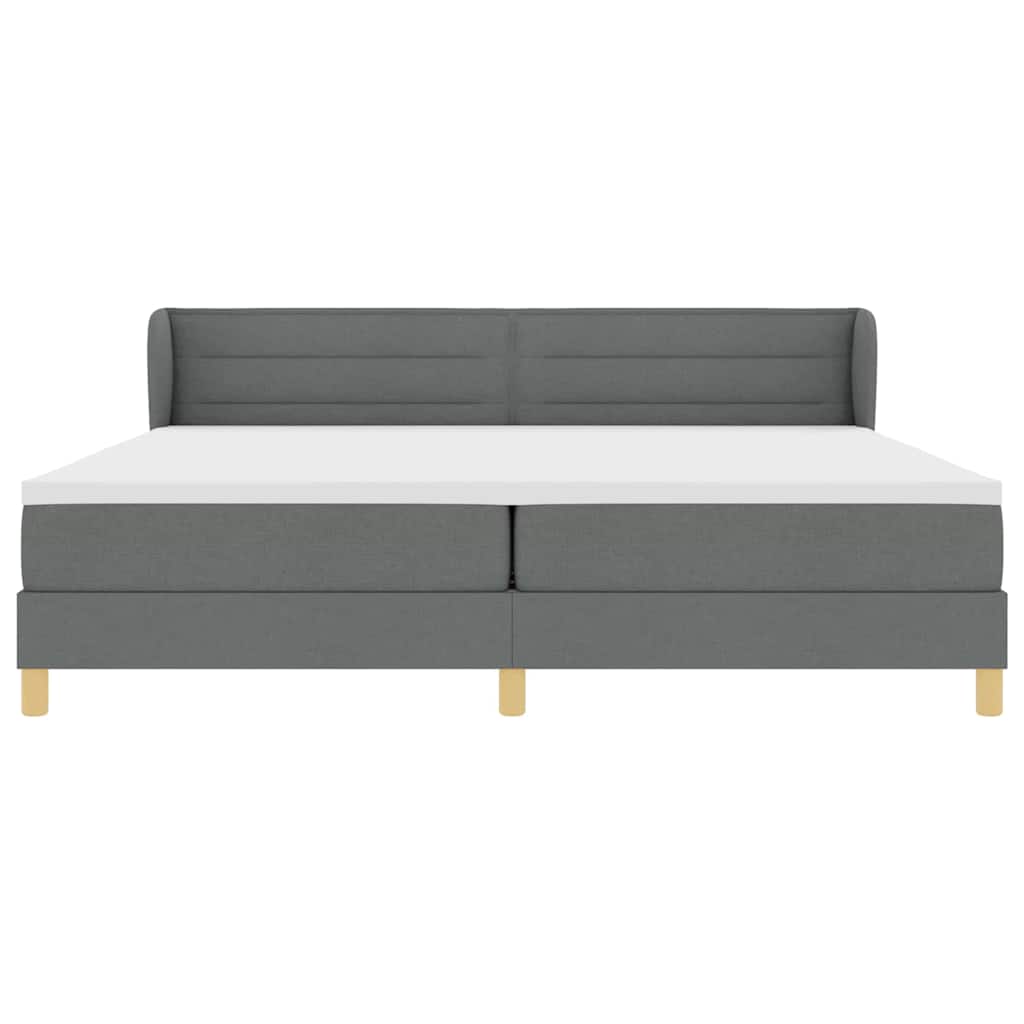 vidaXL Łóżko sprężynowe z materacem ciemno szary 200 x 200 cm tkanina