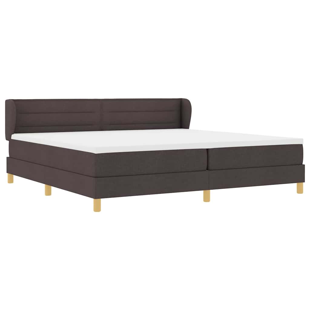 vidaXL Łóżko sprężynowe z materacem Ciemny brąz 200 x 200 cm tkanina