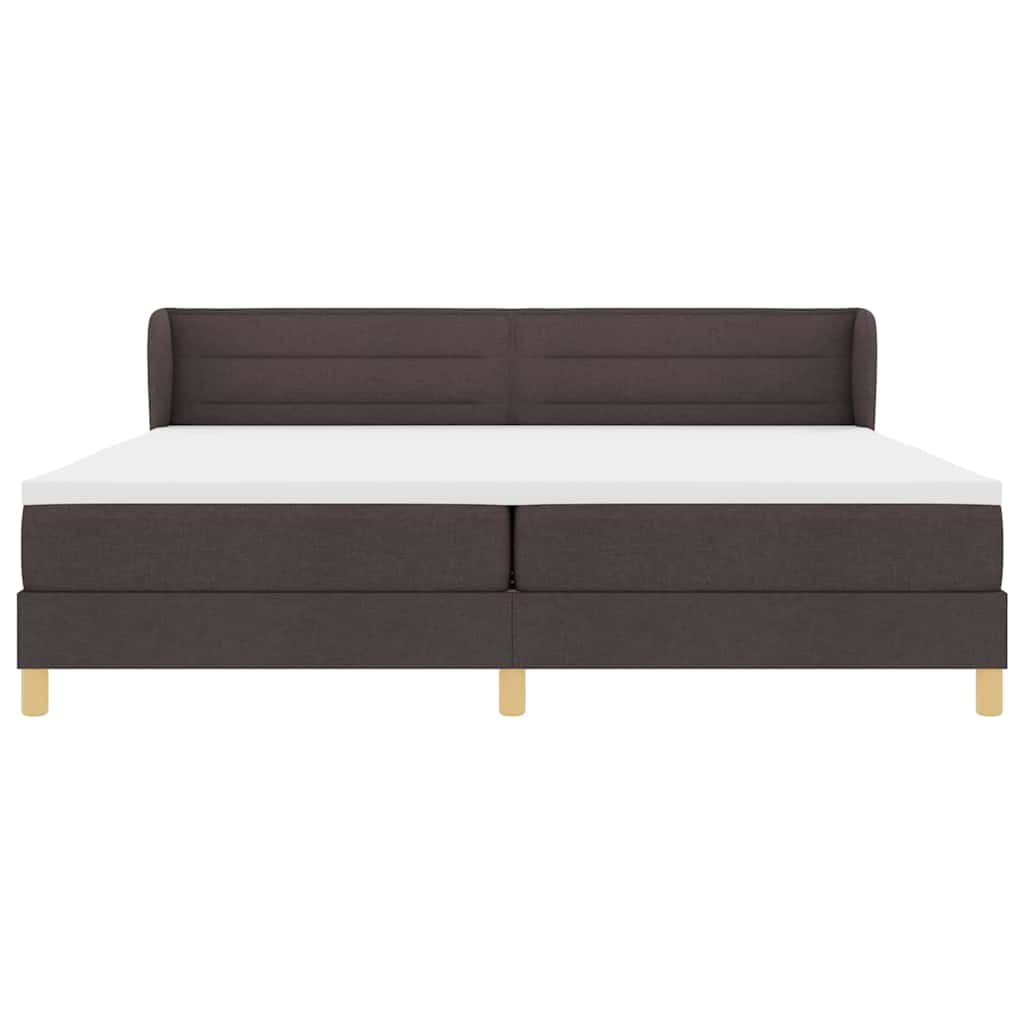 vidaXL Łóżko sprężynowe z materacem Ciemny brąz 200 x 200 cm tkanina