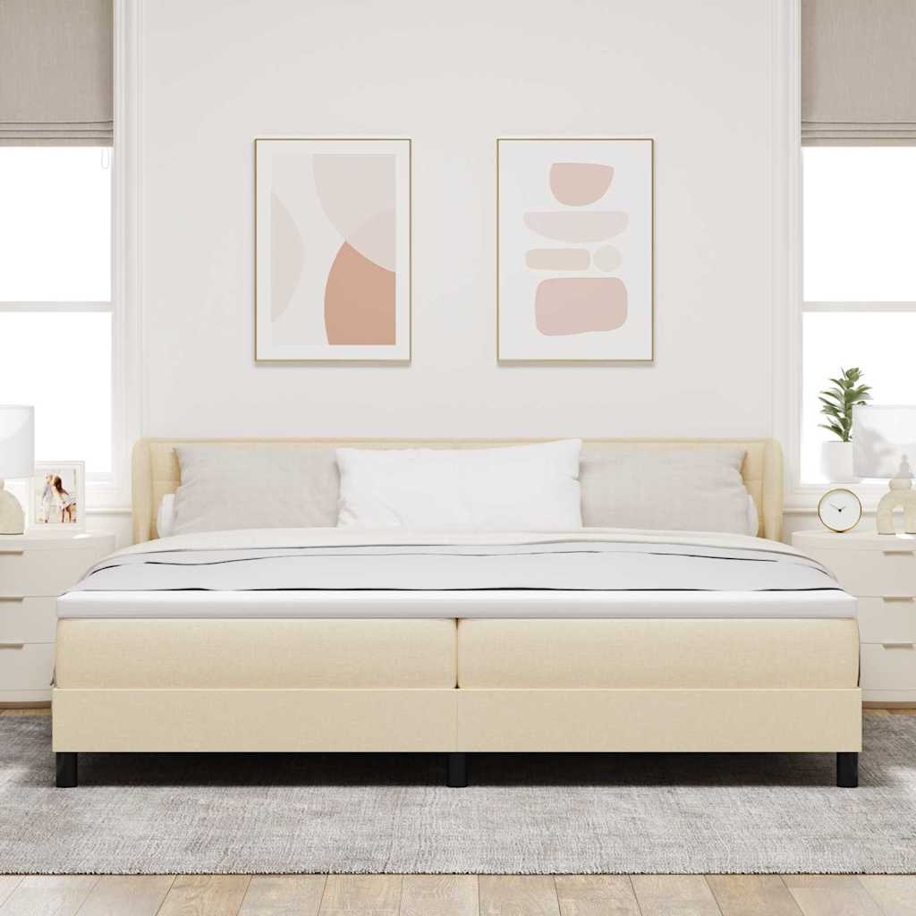 vidaXL Łóżko sprężynowe z materacem Kremowy 200 x 200 cm tkanina