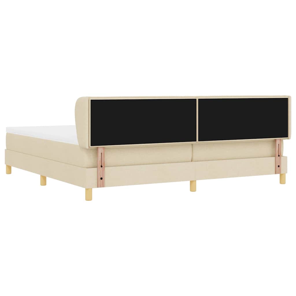 vidaXL Łóżko sprężynowe z materacem Kremowy 200 x 200 cm tkanina