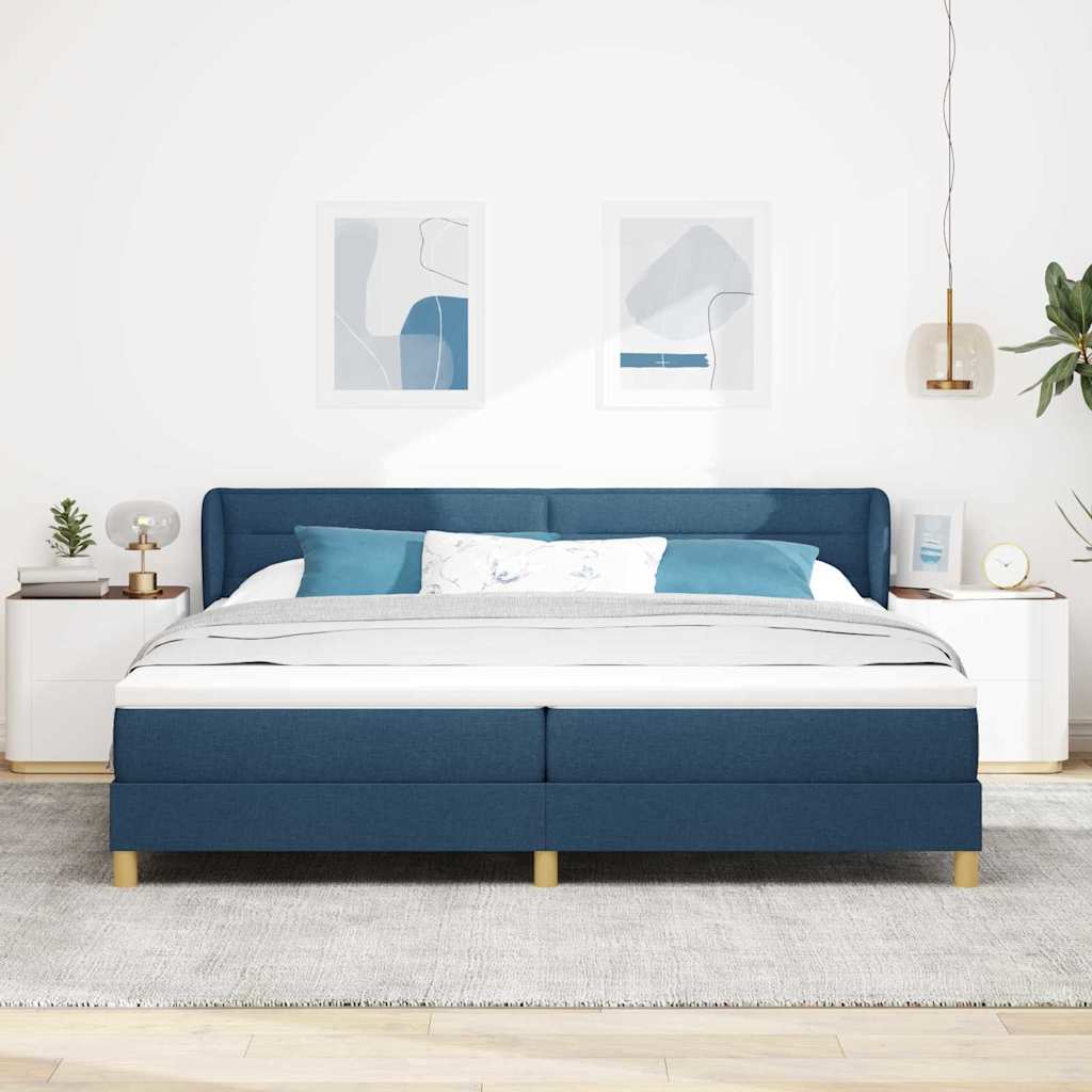 vidaXL Łóżko sprężynowe z materacem Niebieski 200 x 200 cm tkanina