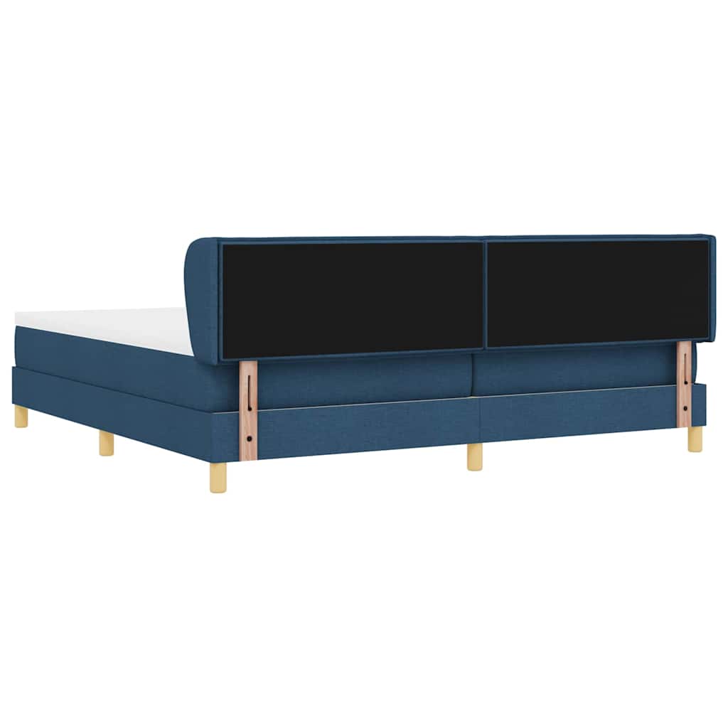 vidaXL Łóżko sprężynowe z materacem Niebieski 200 x 200 cm tkanina