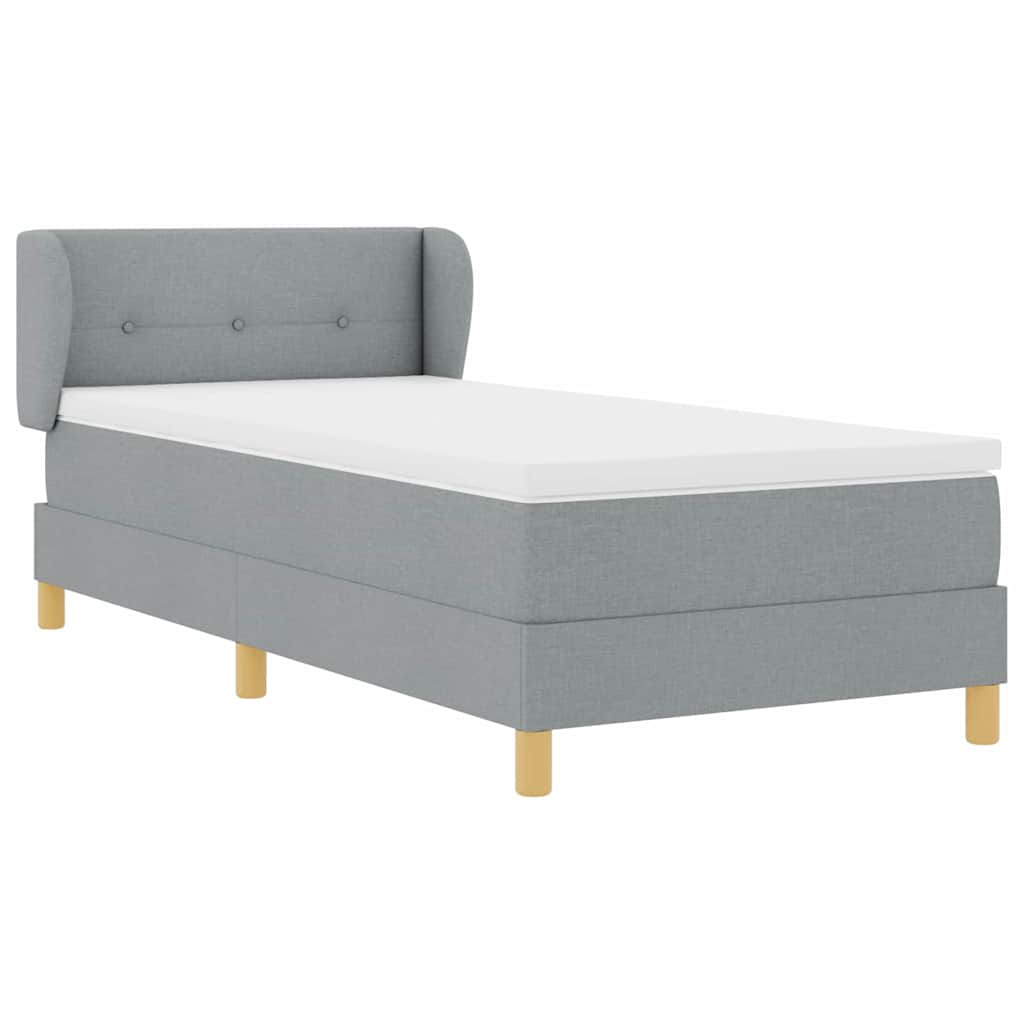 vidaXL Łóżko sprężynowe Z zagłówkiem Jasnoszary 80 x 200 cm tkanina