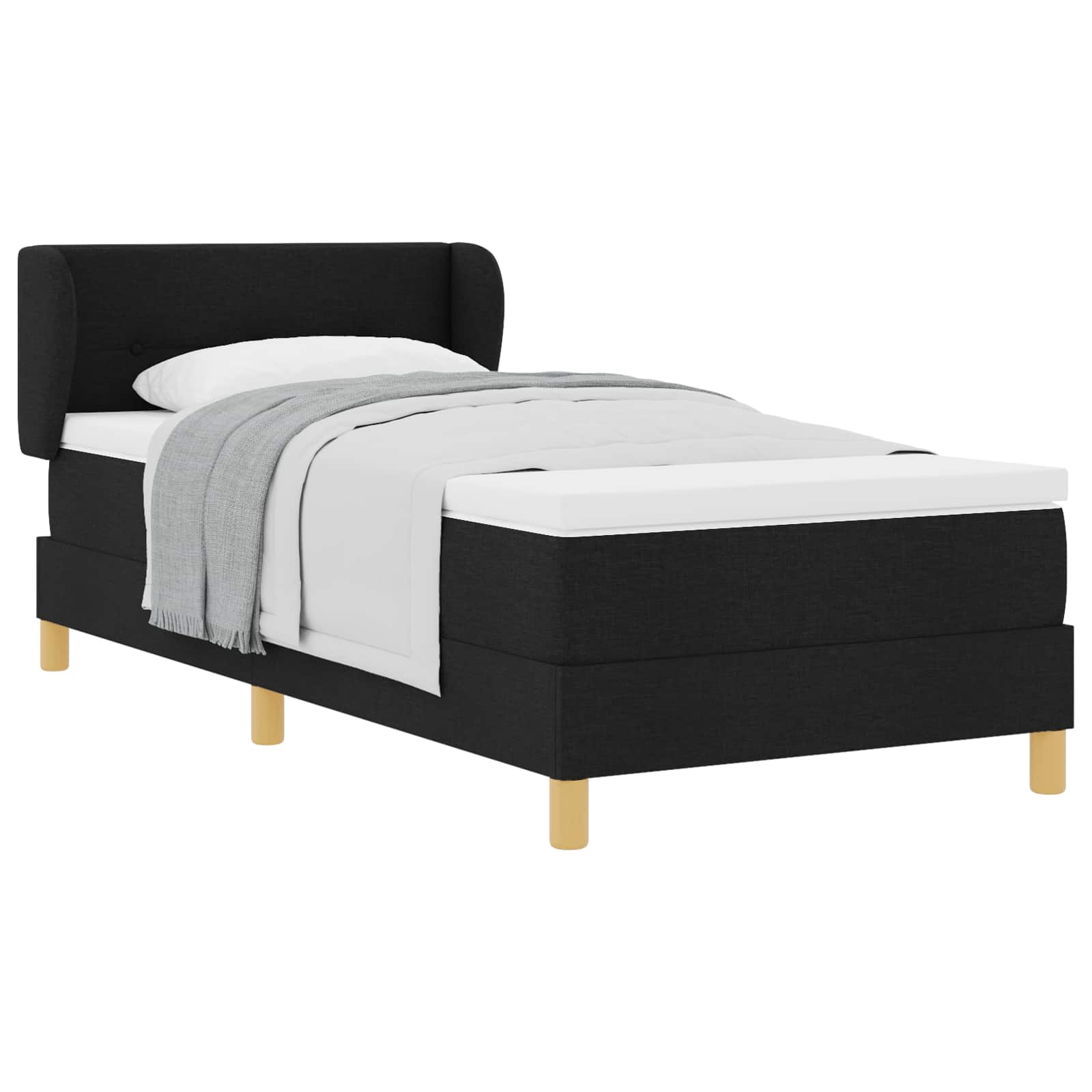 vidaXL Łóżko sprężynowe z materacem Czarny 80 x 200 cm tkanina