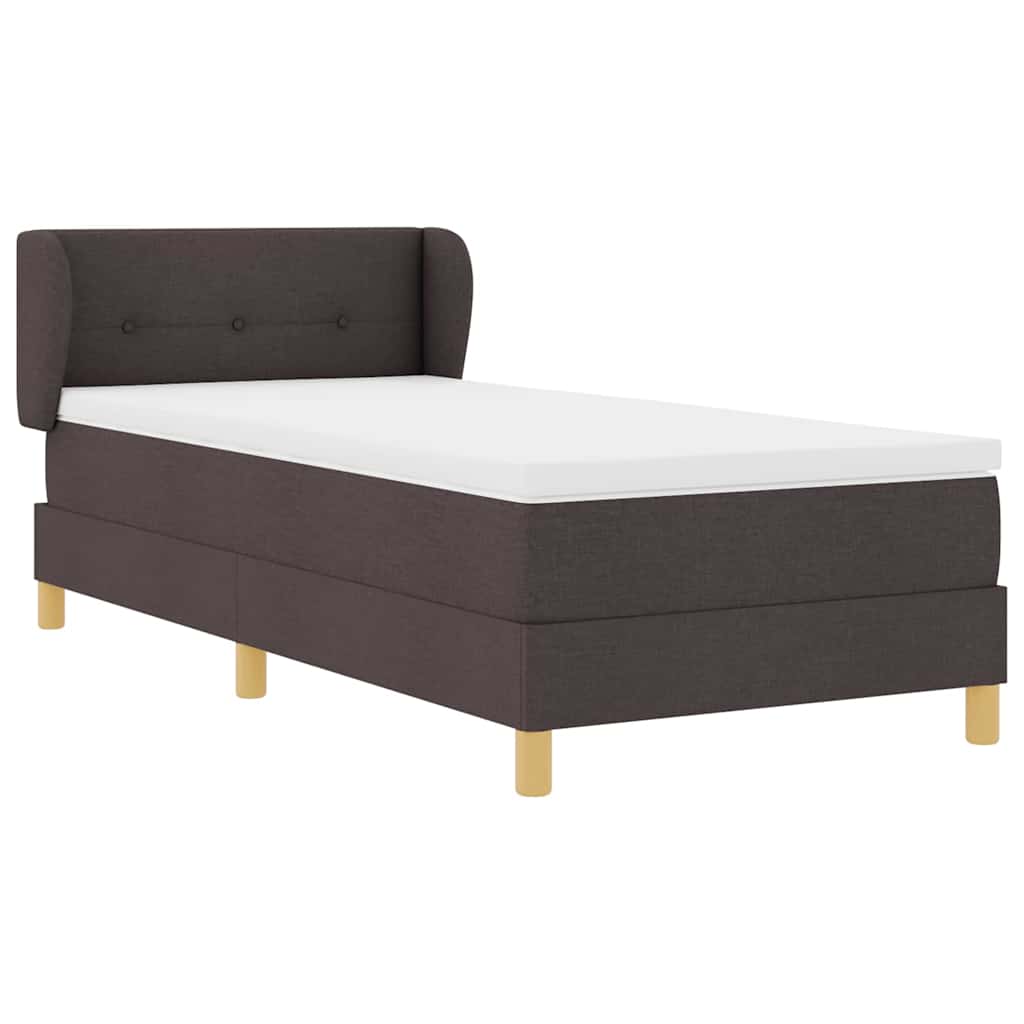 vidaXL Łóżko sprężynowe z materacem Ciemny brąz 80 x 200 cm tkanina