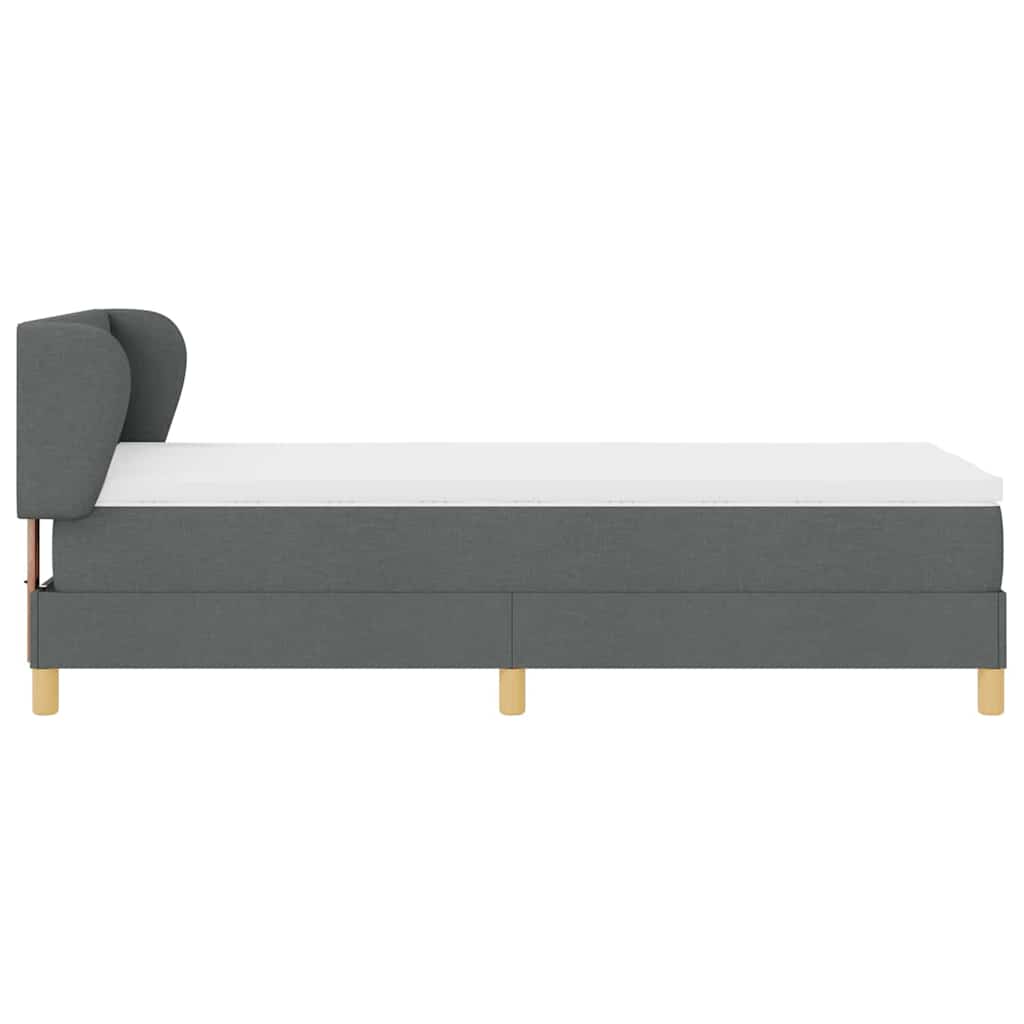vidaXL Łóżko sprężynowe Z zagłówkiem ciemno szary 90 x 190 cm tkanina