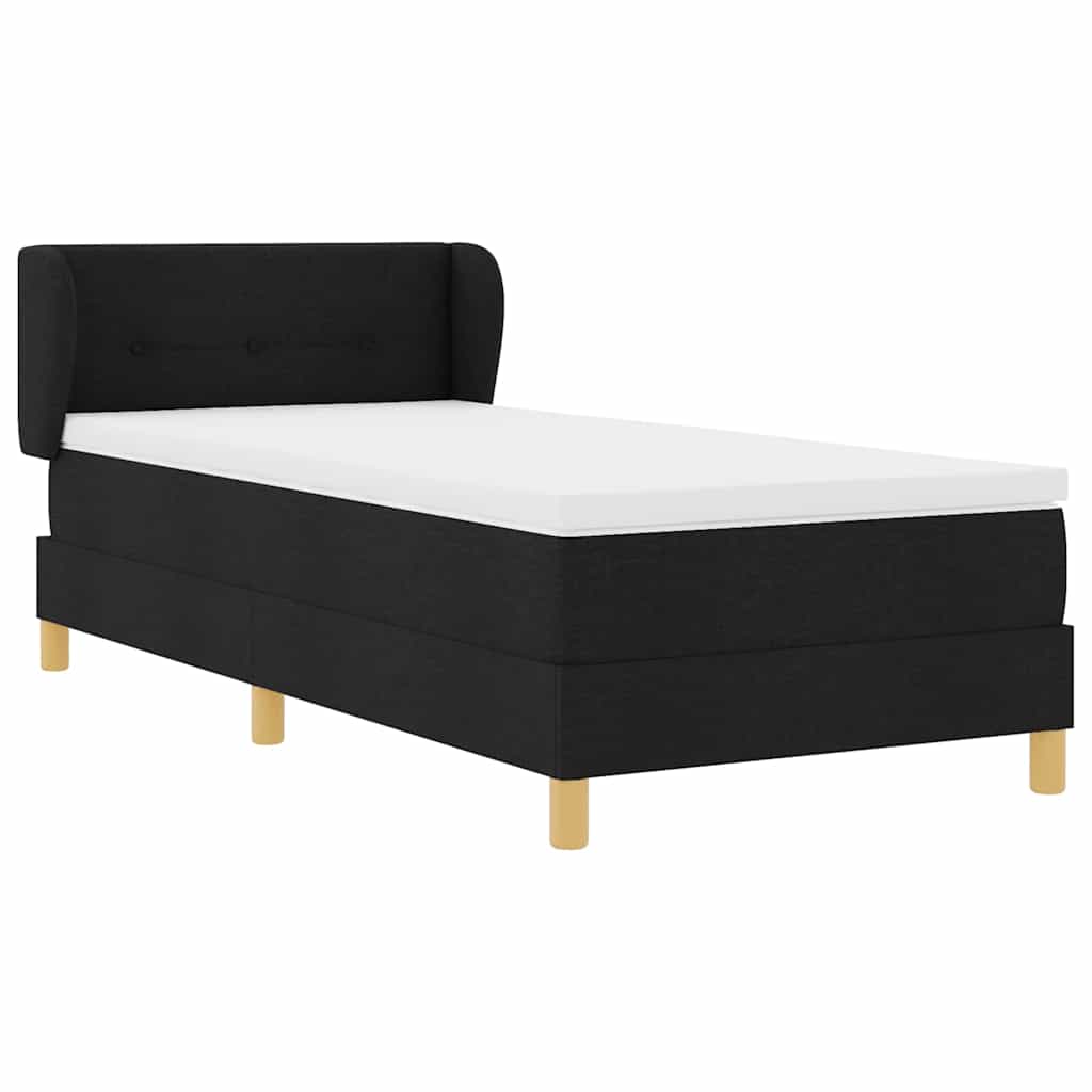 vidaXL Łóżko sprężynowe z materacem Czarny 90 x 200 cm tkanina