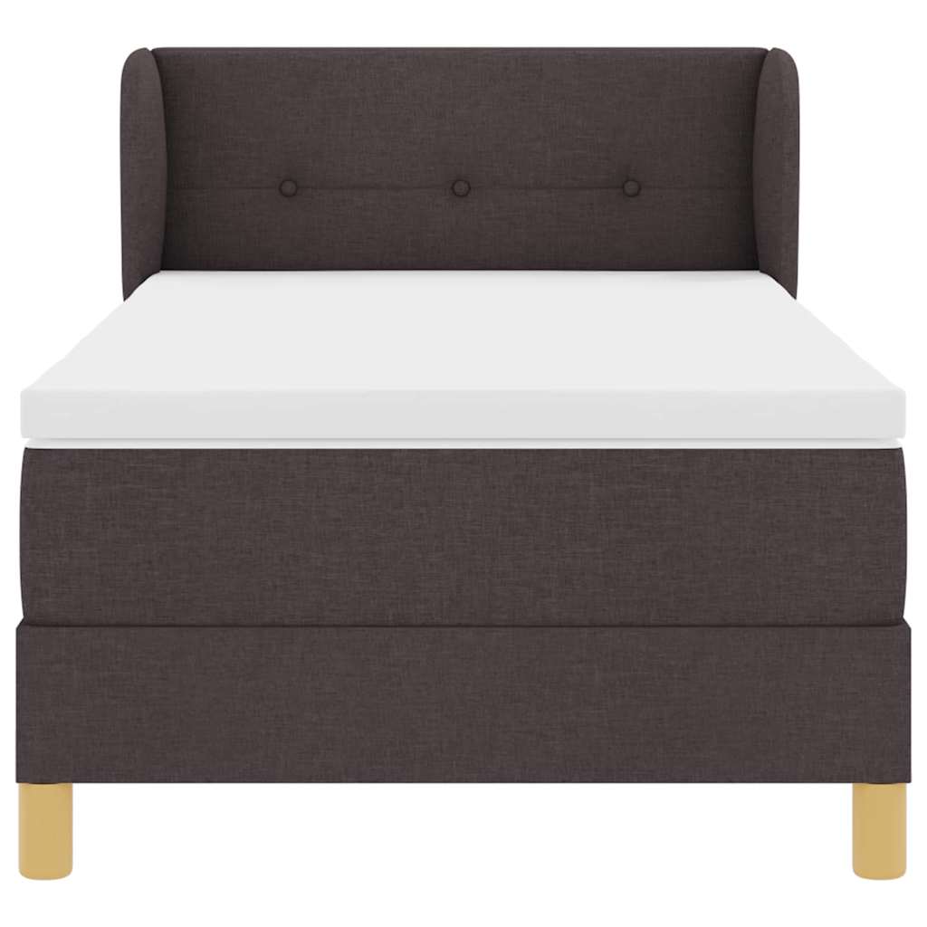 vidaXL Łóżko sprężynowe z materacem Ciemny brąz 90 x 200 cm tkanina