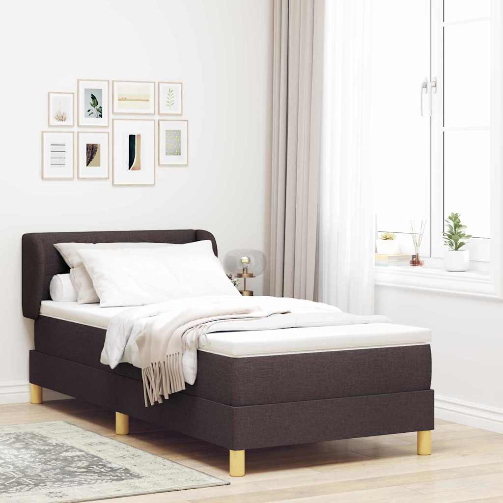 vidaXL Łóżko sprężynowe z materacem Ciemny brąz 100 x 200 cm tkanina