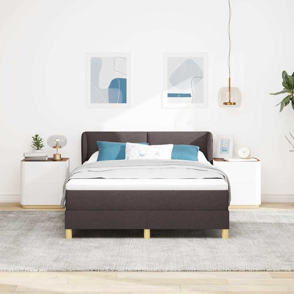 vidaXL Łóżko sprężynowe z materacem Ciemny brąz 140 x 190 cm tkanina