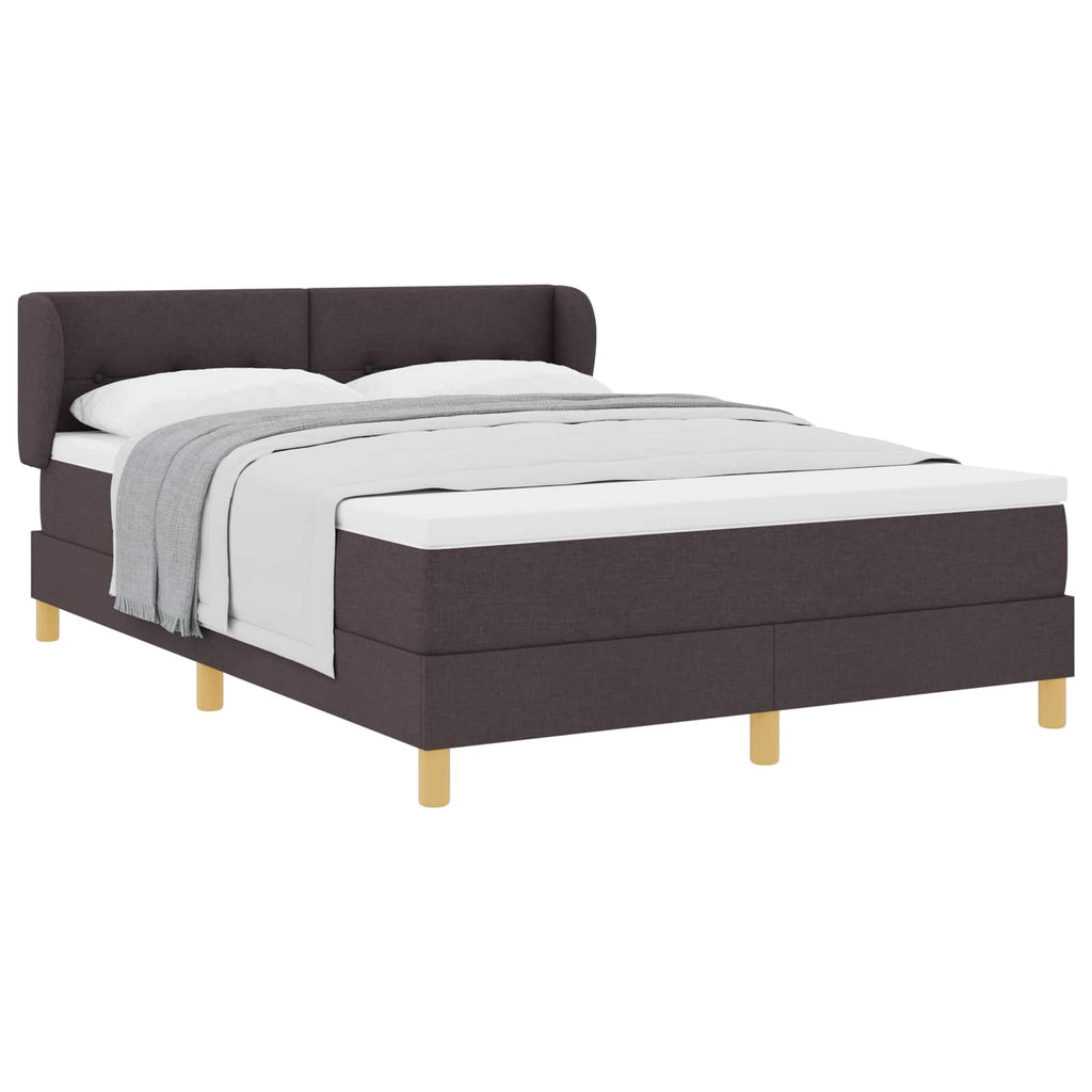 vidaXL Łóżko sprężynowe z materacem Ciemny brąz 140 x 190 cm tkanina