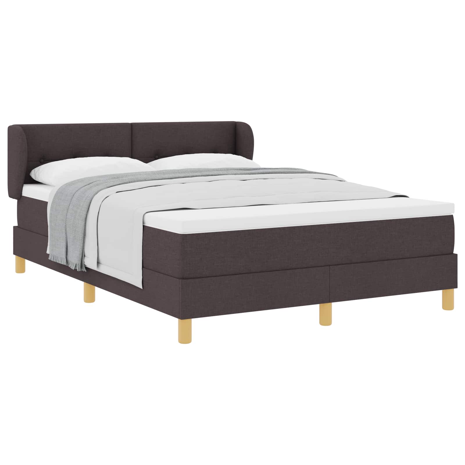 vidaXL Łóżko sprężynowe z materacem Ciemny brąz 140 x 190 cm tkanina
