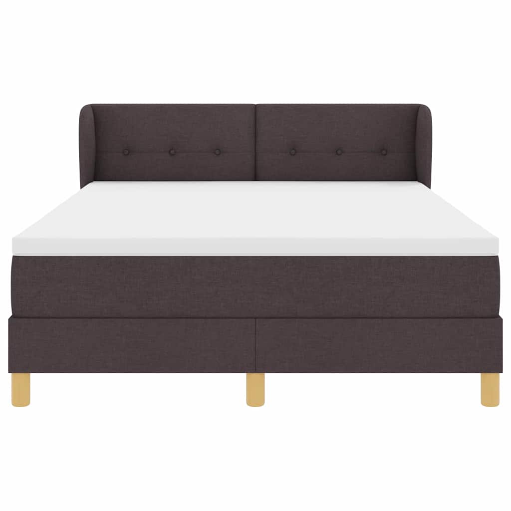 vidaXL Łóżko sprężynowe z materacem Ciemny brąz 140 x 190 cm tkanina