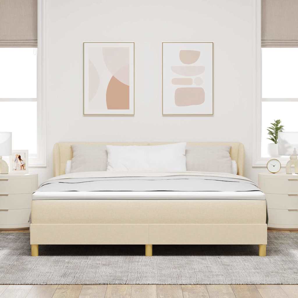 vidaXL Łóżko sprężynowe z materacem Kremowy 180 x 200 cm tkanina