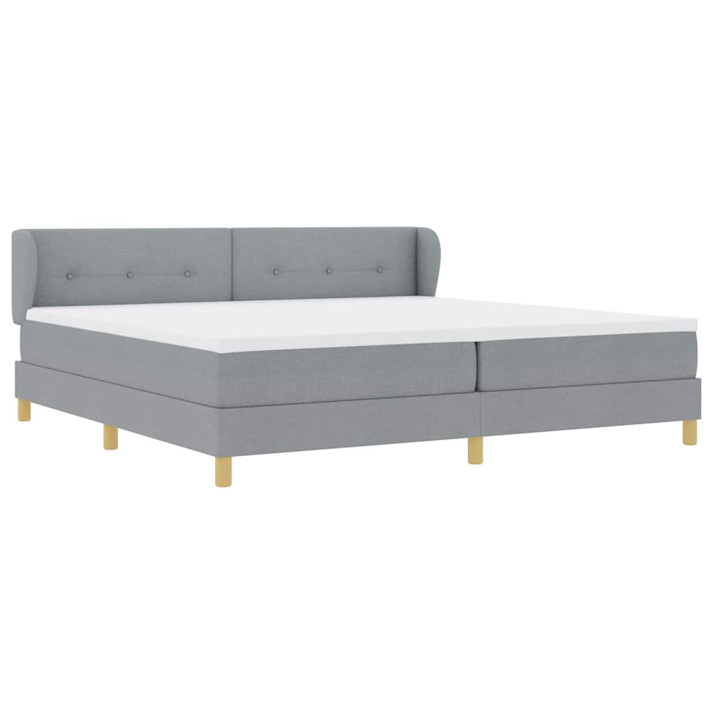 vidaXL Łóżko sprężynowe Z zagłówkiem Jasnoszary 200 x 200 cm tkanina