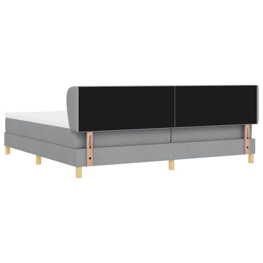 vidaXL Łóżko sprężynowe Z zagłówkiem Jasnoszary 200 x 200 cm tkanina