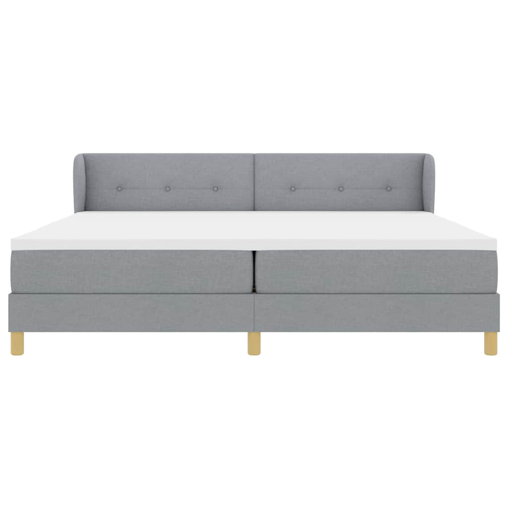 vidaXL Łóżko sprężynowe Z zagłówkiem Jasnoszary 200 x 200 cm tkanina