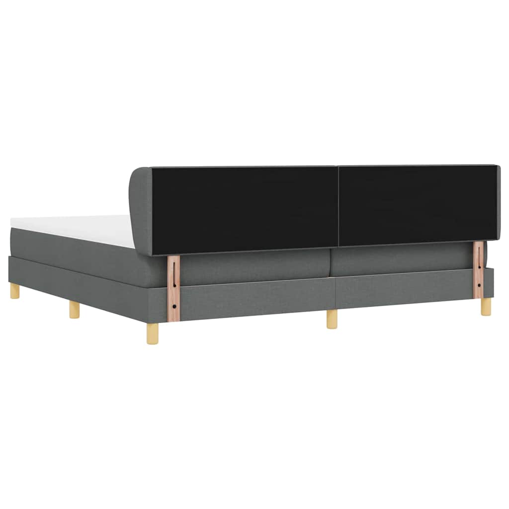 vidaXL Łóżko sprężynowe Z zagłówkiem ciemno szary 200 x 200 cm tkanina
