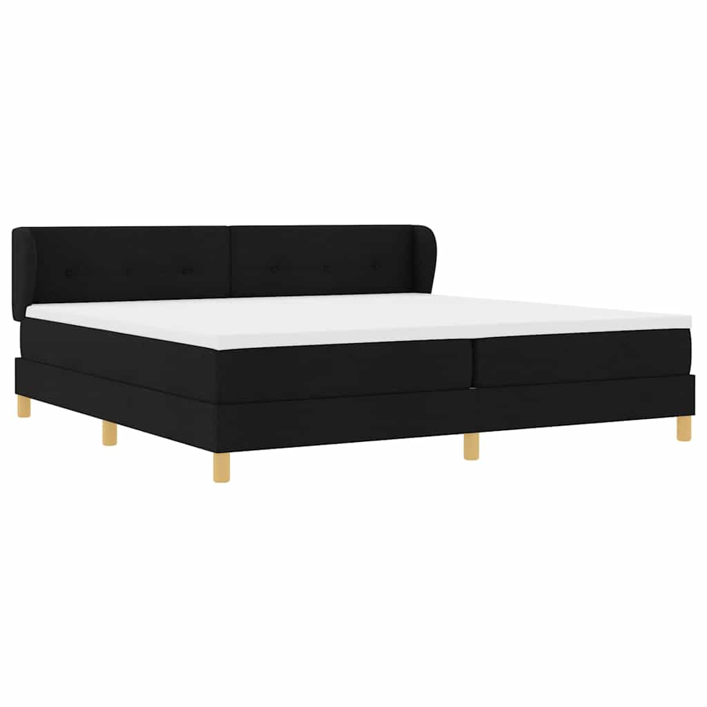 vidaXL Łóżko sprężynowe Z zagłówkiem Czarny 200 x 200 cm tkanina