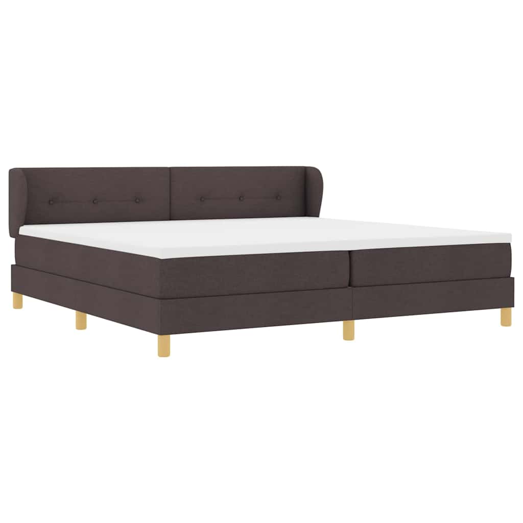 vidaXL Łóżko sprężynowe Z zagłówkiem Ciemny brąz 200 x 200 cm tkanina
