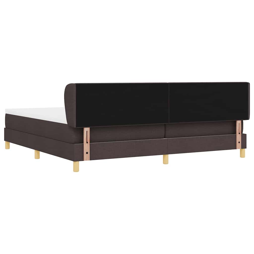 vidaXL Łóżko sprężynowe Z zagłówkiem Ciemny brąz 200 x 200 cm tkanina
