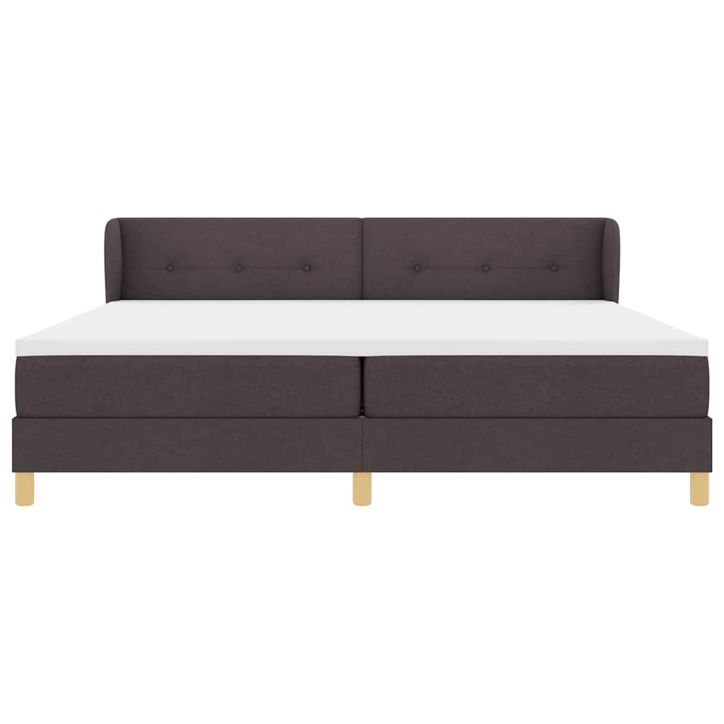 vidaXL Łóżko sprężynowe Z zagłówkiem Ciemny brąz 200 x 200 cm tkanina