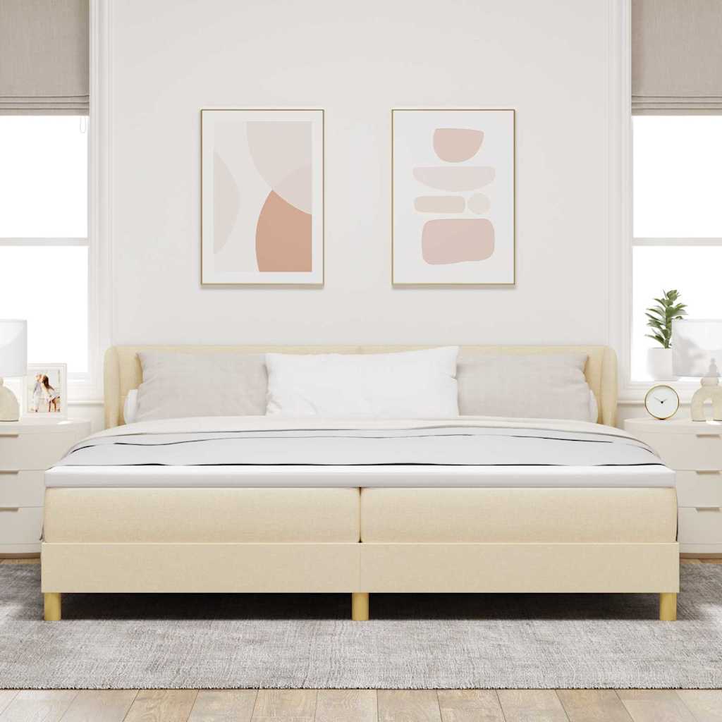 vidaXL Łóżko sprężynowe z materacem Kremowy 200 x 200 cm tkanina