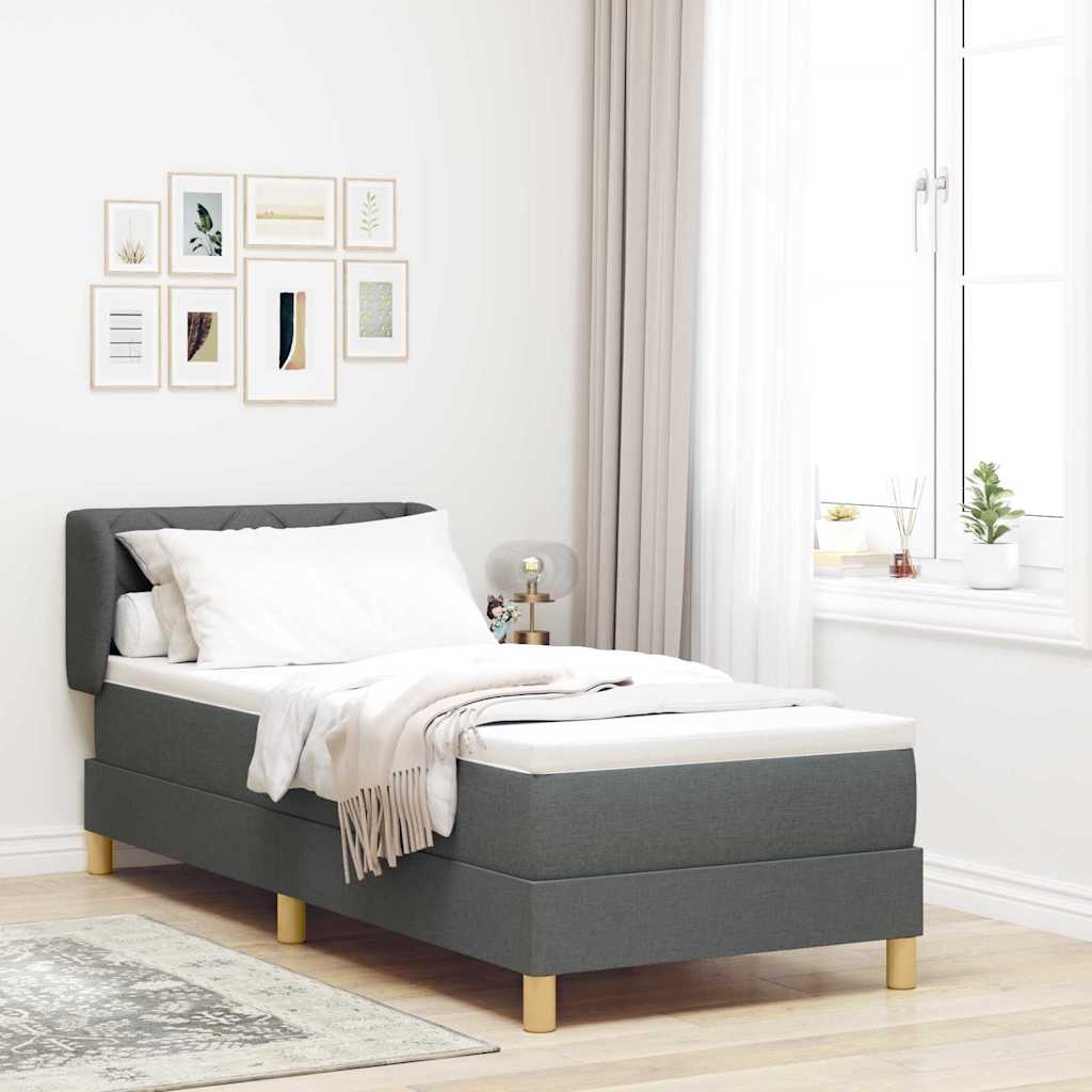 vidaXL Łóżko sprężynowe z materacem ciemno szary 80 x 200 cm tkanina