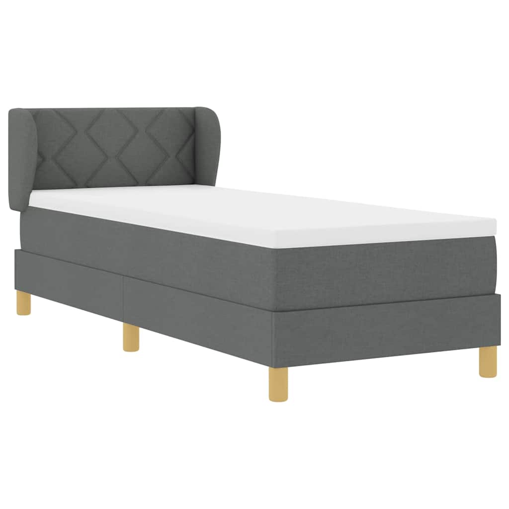 vidaXL Łóżko sprężynowe z materacem ciemno szary 80 x 200 cm tkanina