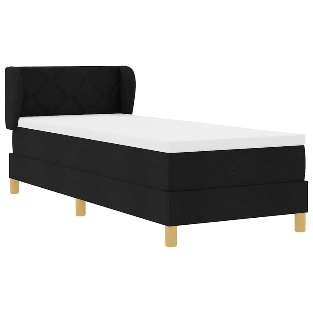 vidaXL Łóżko sprężynowe z materacem Czarny 80 x 200 cm tkanina