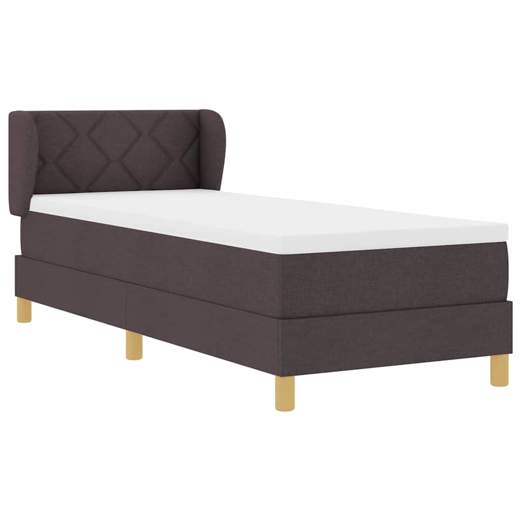 vidaXL Łóżko sprężynowe Z zagłówkiem Ciemny brąz 80 x 200 cm tkanina