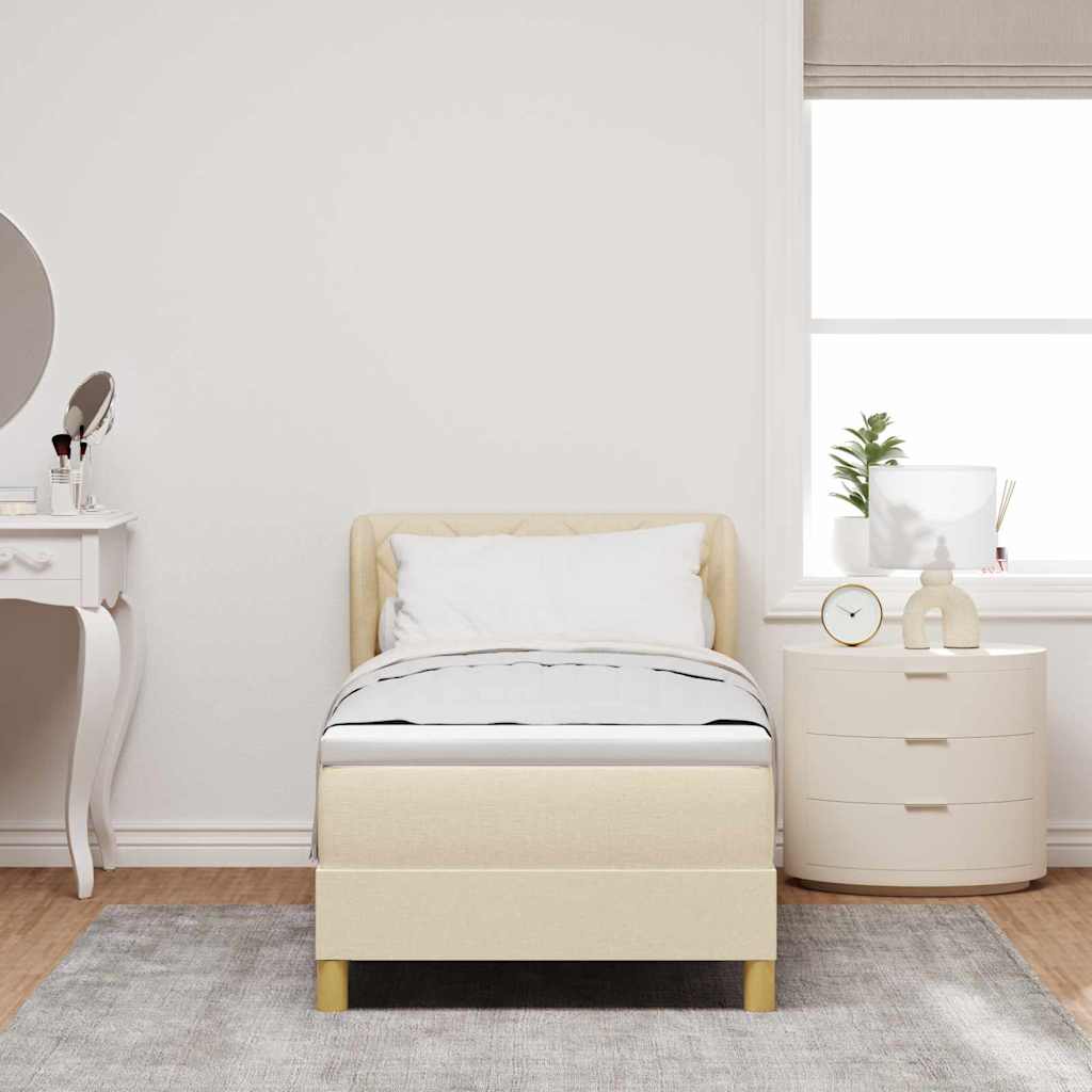 vidaXL Łóżko sprężynowe z materacem Kremowy 80 x 200 cm tkanina