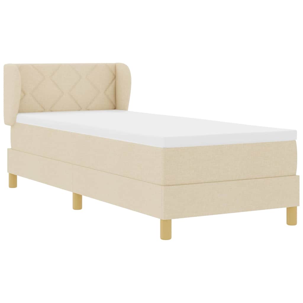 vidaXL Łóżko sprężynowe z materacem Kremowy 80 x 200 cm tkanina