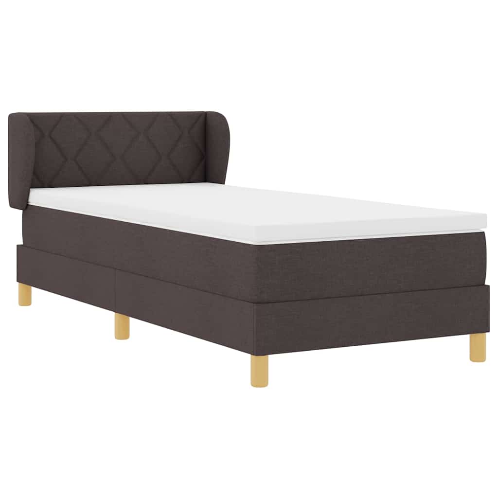 vidaXL Łóżko sprężynowe z materacem Ciemny brąz 90 x 190 cm tkanina