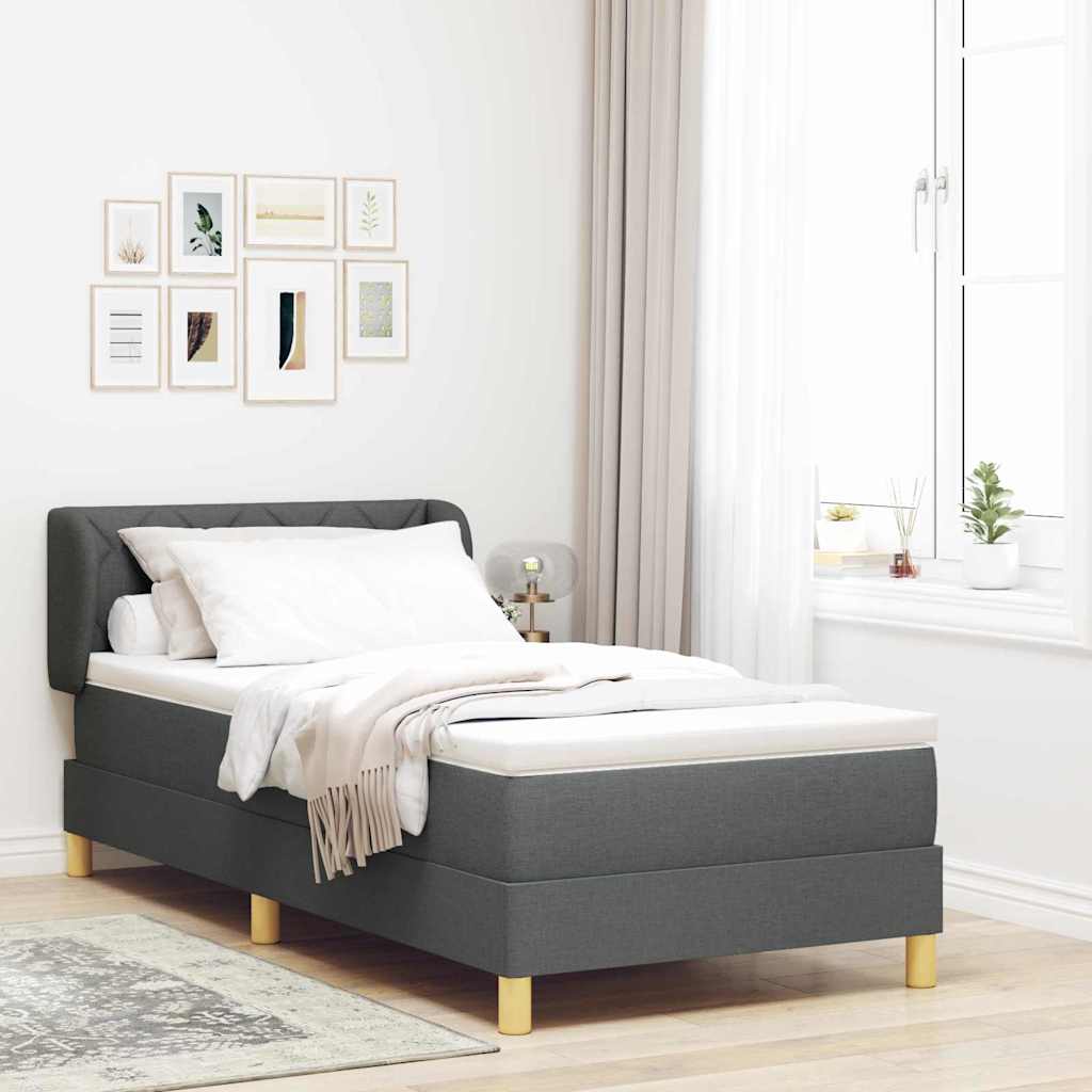 vidaXL Łóżko sprężynowe z materacem ciemno szary 90 x 200 cm tkanina