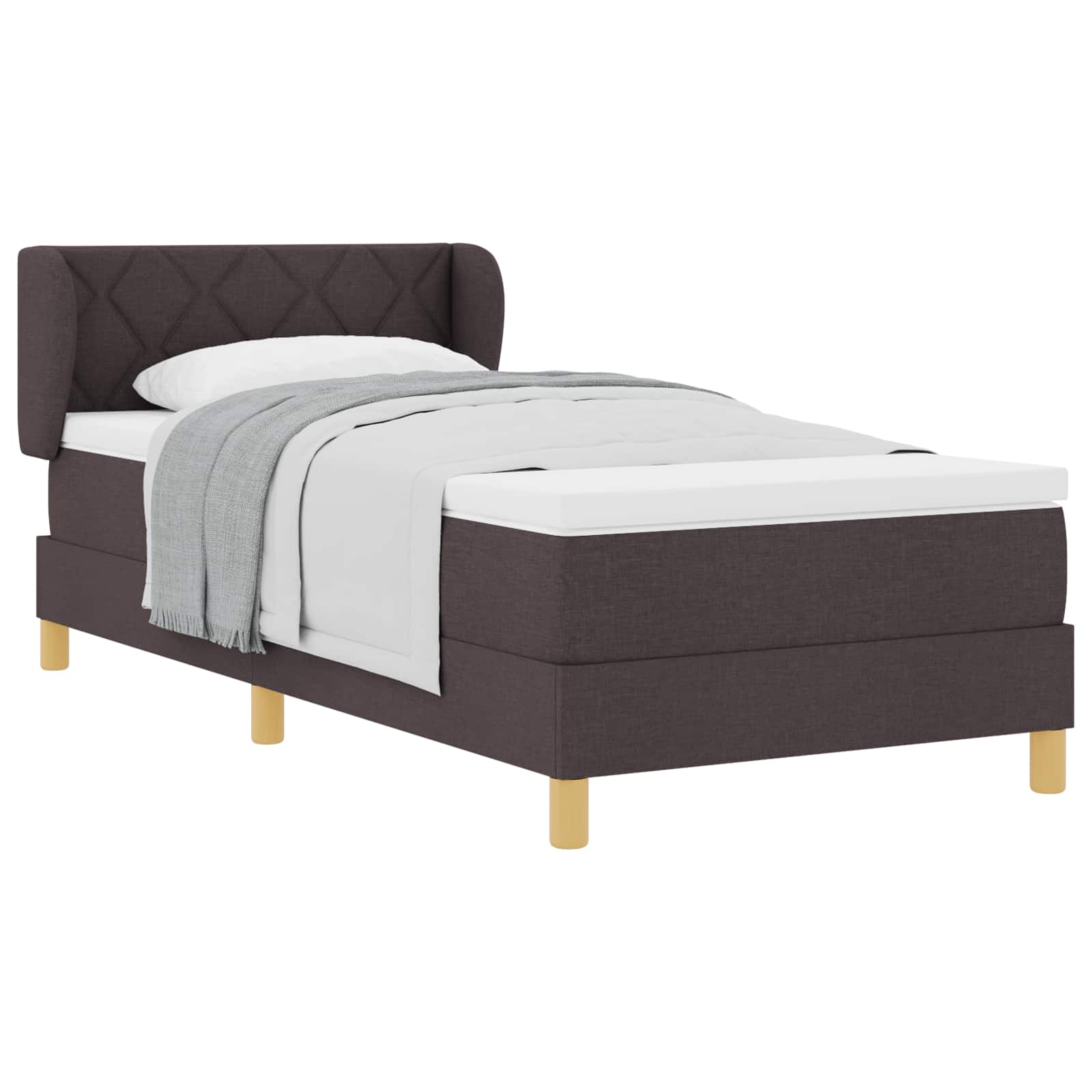 vidaXL Łóżko sprężynowe z materacem Ciemny brąz 100 x 200 cm tkanina