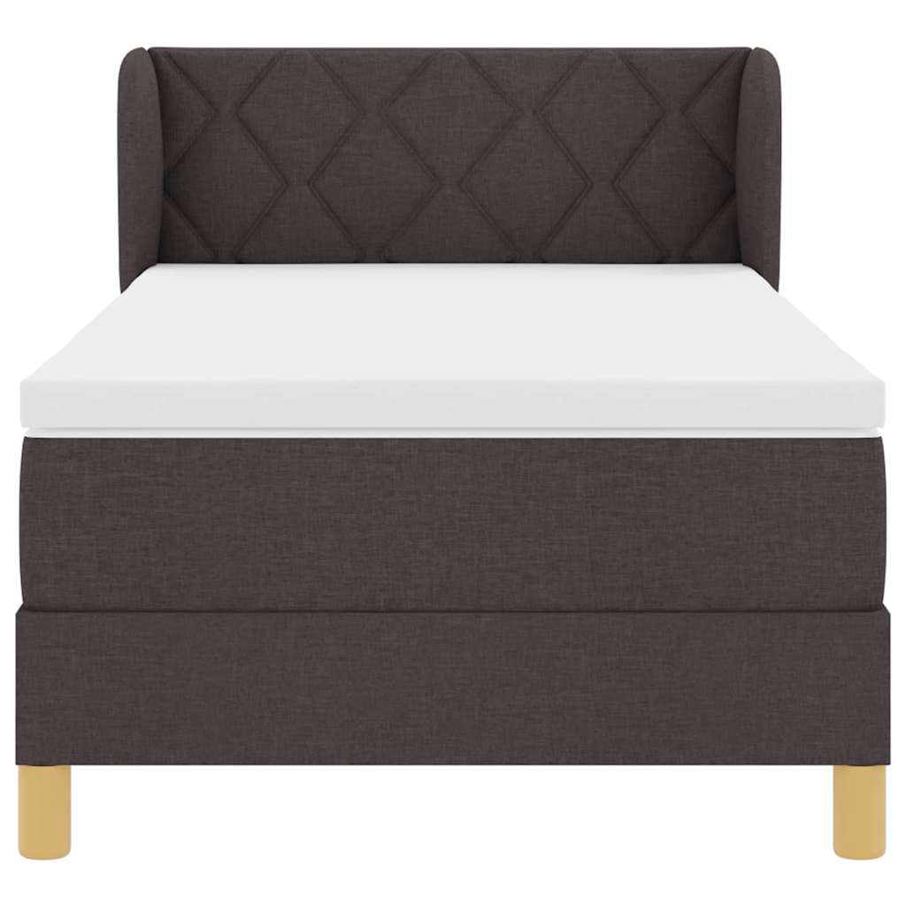 vidaXL Łóżko sprężynowe z materacem Ciemny brąz 100 x 200 cm tkanina
