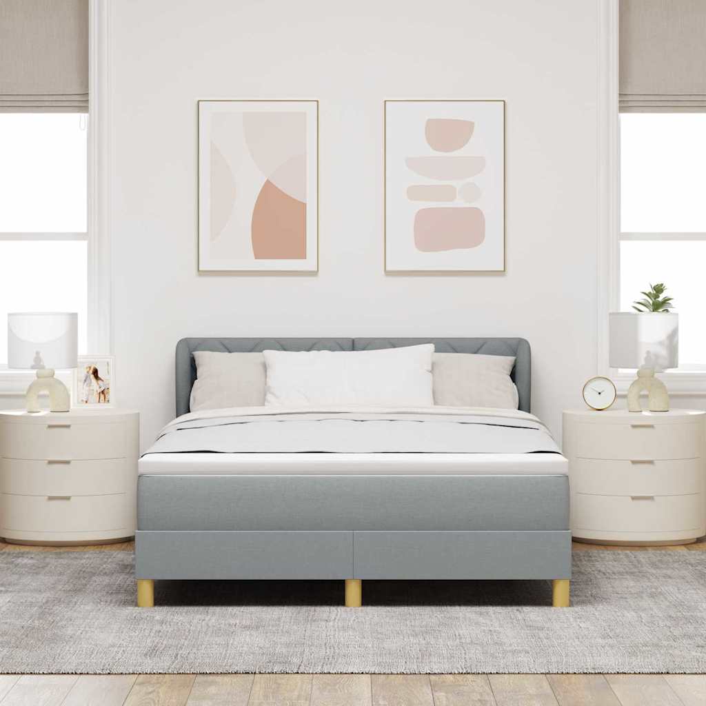 vidaXL Łóżko sprężynowe Z zagłówkiem Jasnoszary 140 x 190 cm tkanina