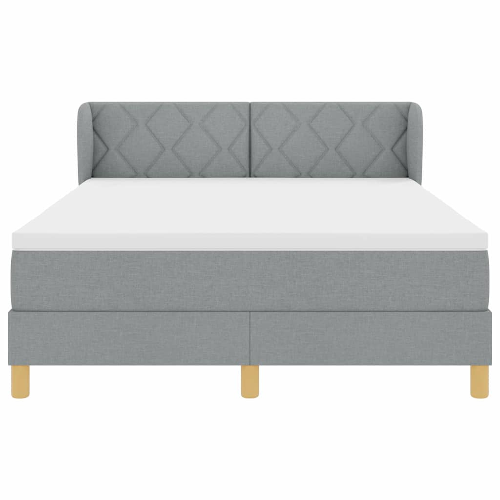 vidaXL Łóżko sprężynowe Z zagłówkiem Jasnoszary 140 x 190 cm tkanina
