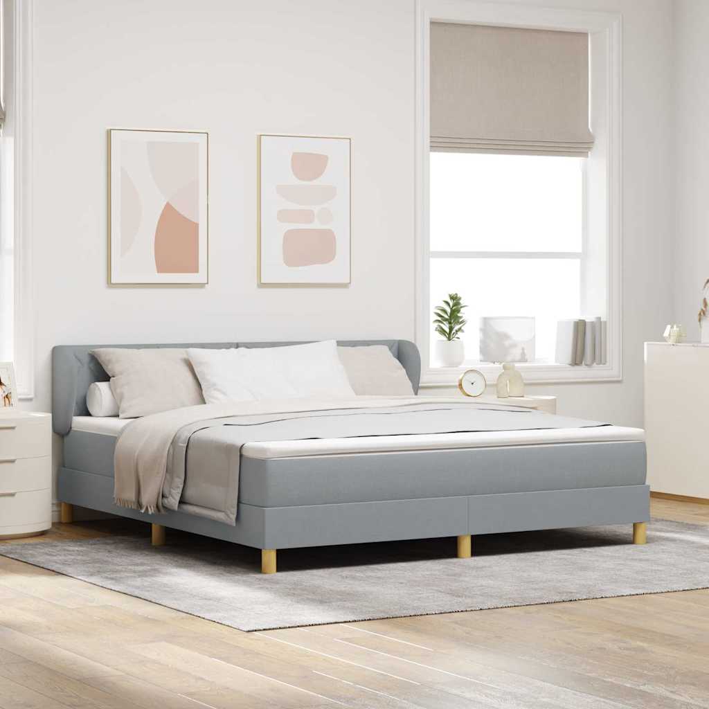 vidaXL Łóżko sprężynowe Z zagłówkiem Jasnoszary 180 x 200 cm tkanina