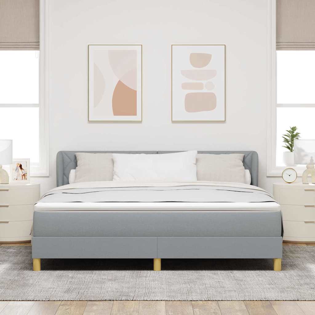 vidaXL Łóżko sprężynowe Z zagłówkiem Jasnoszary 180 x 200 cm tkanina