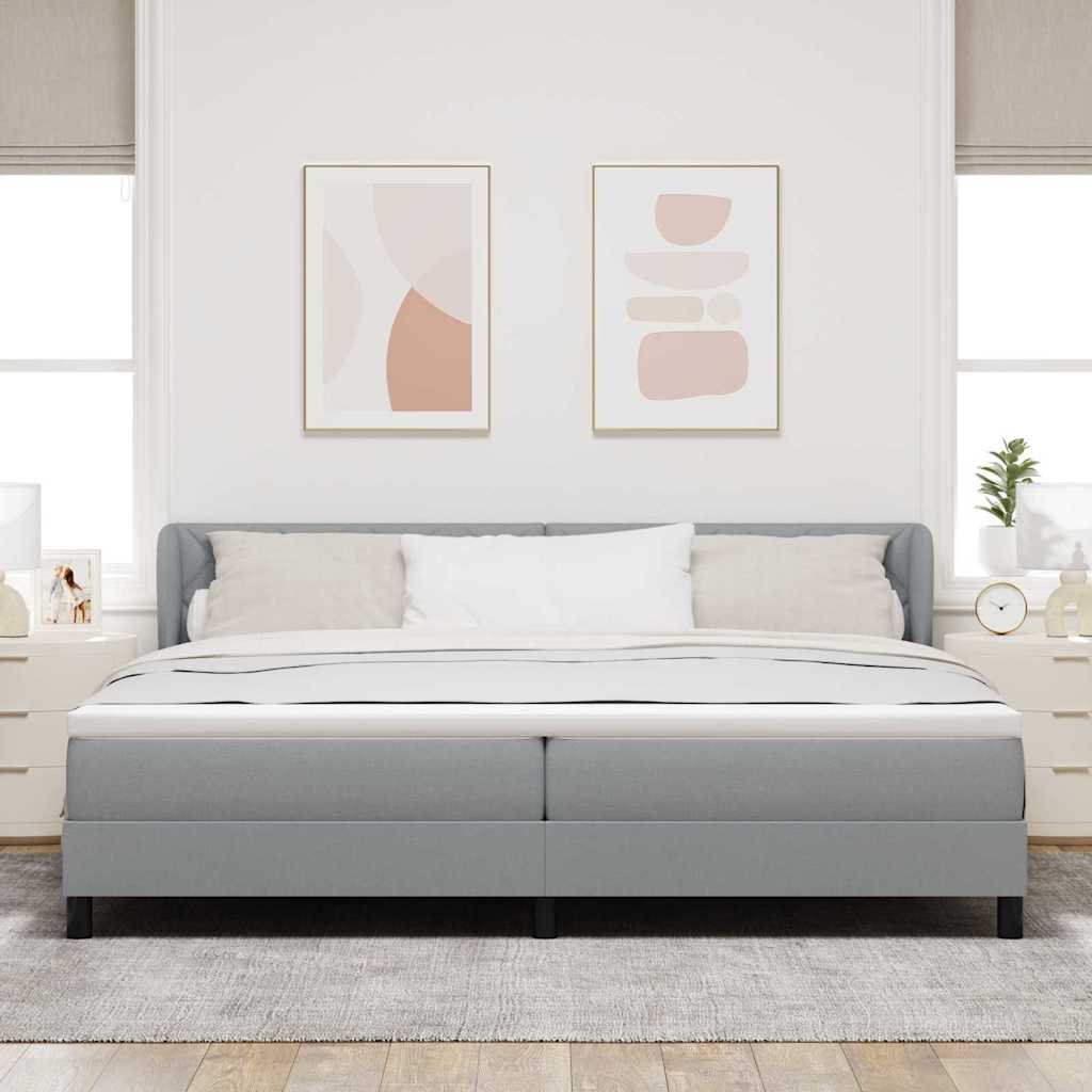 vidaXL Łóżko sprężynowe z materacem Jasnoszary 200 x 200 cm tkanina