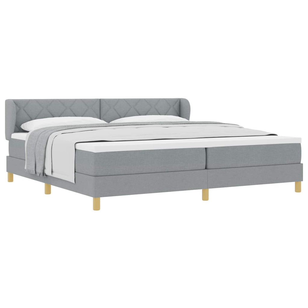 vidaXL Łóżko sprężynowe z materacem Jasnoszary 200 x 200 cm tkanina