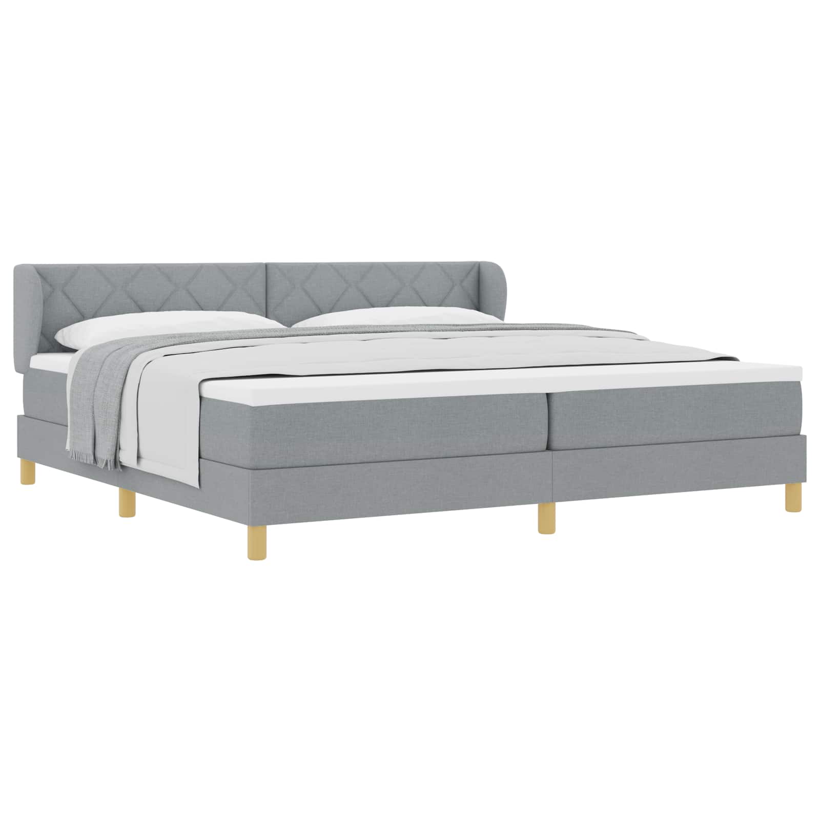 vidaXL Łóżko sprężynowe z materacem Jasnoszary 200 x 200 cm tkanina